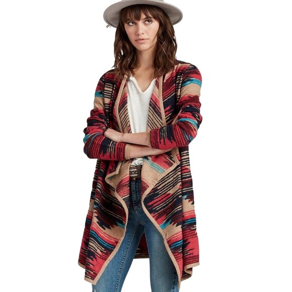 Lucky Brand Aztec Drape Cardigan in Multi Size Small‎ Style 7W51228 - Picture 1 of 11
